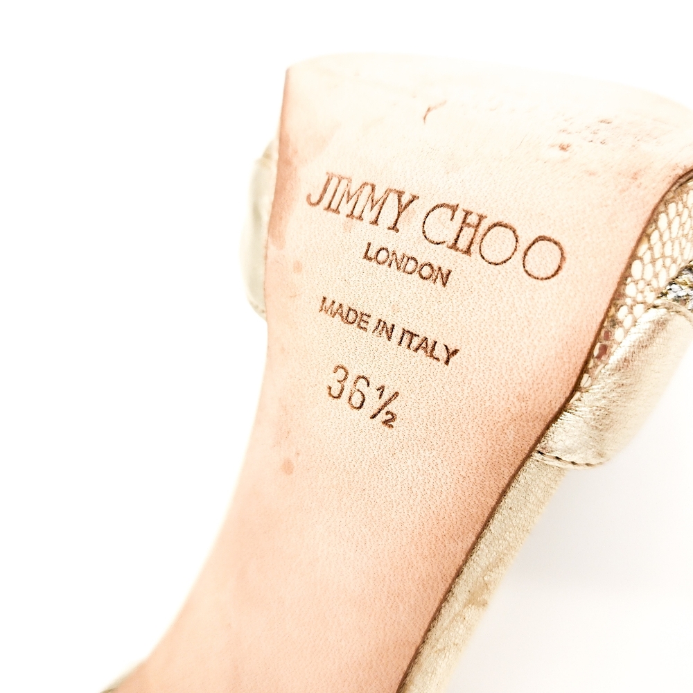 Jimmy Choo Gold Glitter Heels - Picture 7 of 8